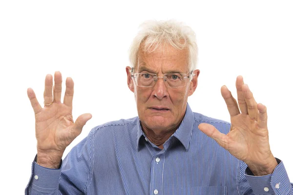 Portrait anxious senior man — Stock Photo, Image