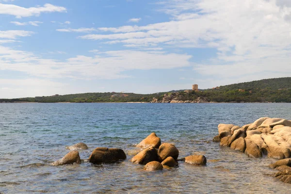 Costa Corsica con torre genovese — Foto Stock