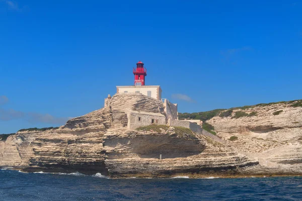 Fyren Madonetta Vid Kusten Korsika Nära Bonifacio — Stockfoto