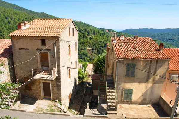 Pequeño Pueblo Montaña Fiumorbo Francés Córcega Francia — Foto de Stock