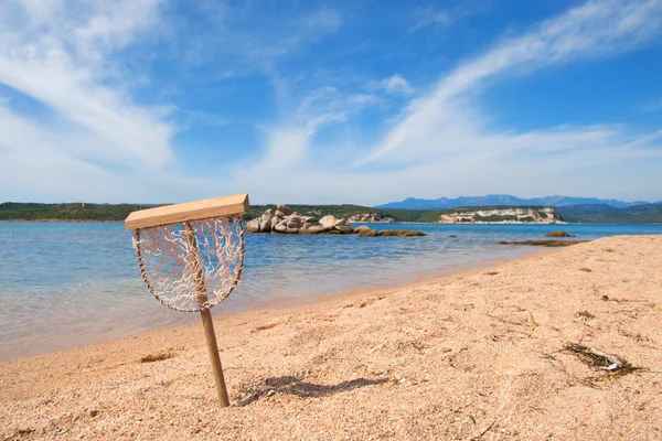 Rete Pesca Sulla Spiaggia Sud Della Corsica Francia — Foto Stock