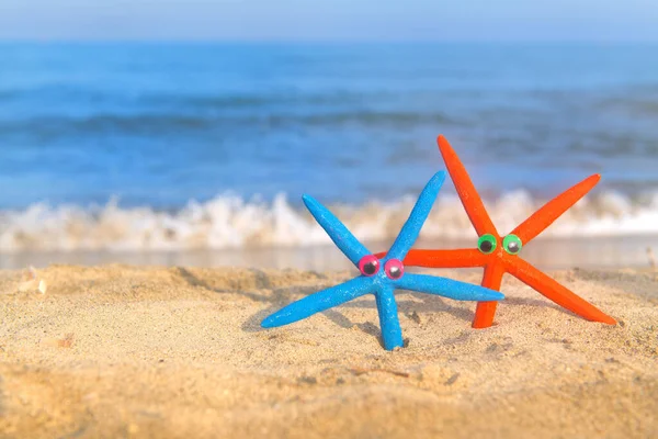 ビーチで面白いカラフルな星の魚 — ストック写真