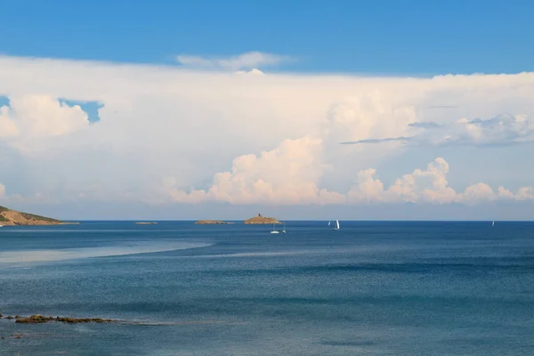 Paesaggio Isola Francese Giraglia Con Faro Vicino Corse — Foto Stock