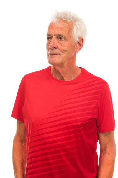 Portrait Homme Sportif Senior Sur Fond Blanc — Photo