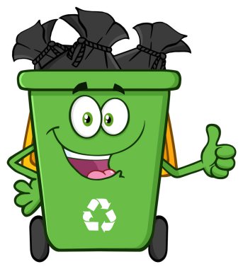 Happy Green Recycle Bin Cartoon  clipart