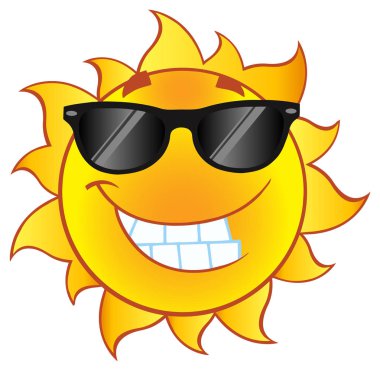 Gülümseyen yaz güneş çizgi film maskot 