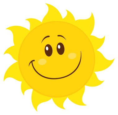 Smiling Yellow Simple Sun Cartoon  clipart