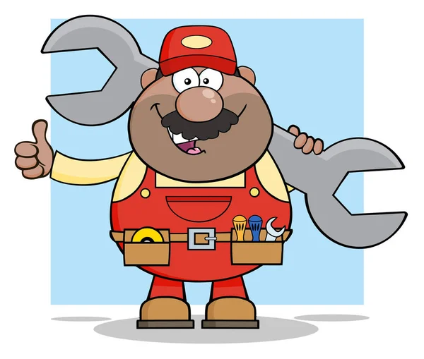 Smiling Mechanic Cartoon Character — Stock Vector