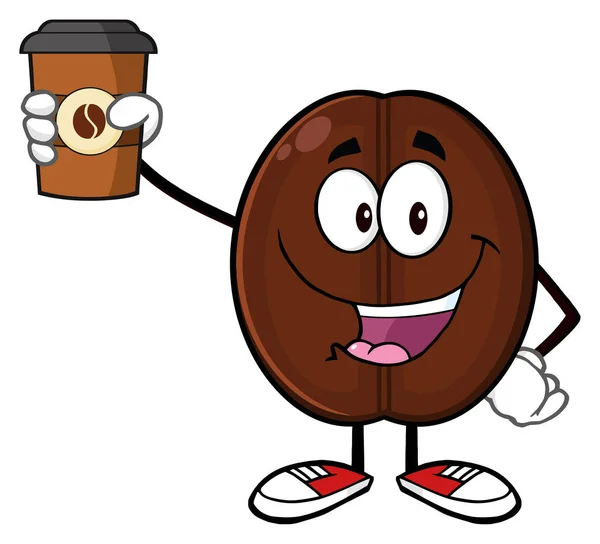 귀여운 커피 콩 만화 마스코트 — 스톡 벡터
