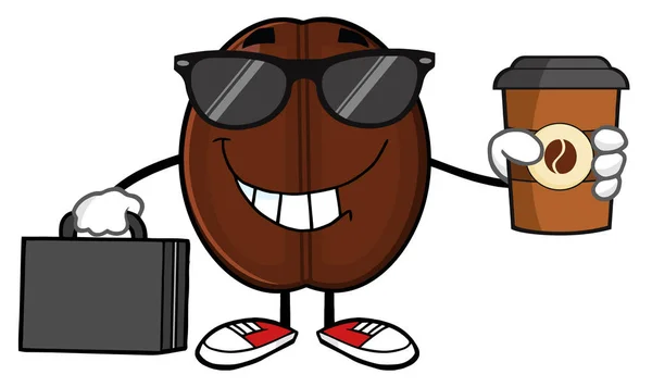 Personagem dos desenhos animados do feijão de café —  Vetores de Stock