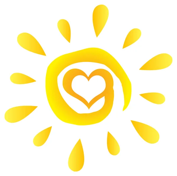 Abstract Sun With Heart Simple — Stock Vector