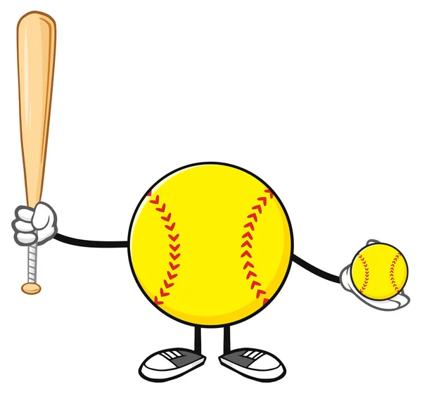 Softball Faceless Player Cartoon — Stock Vector