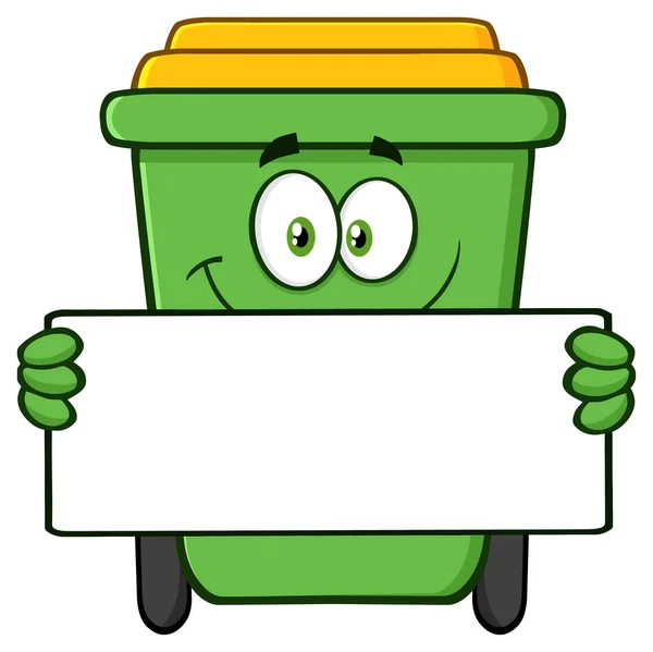 Caricatura de la papelera de reciclaje verde sonriente — Archivo Imágenes Vectoriales