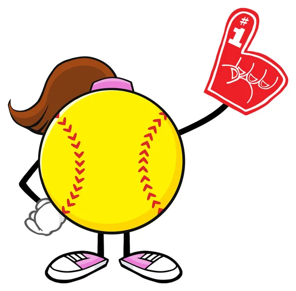 Softbal meisje Cartoon mascotte — Stockvector