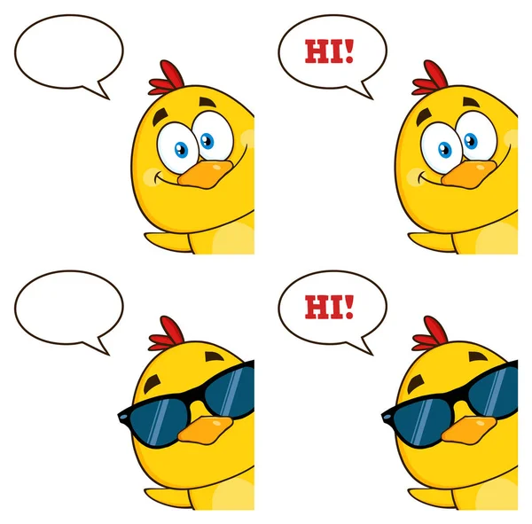Žluté kuřátko kreslená postavička — Stockový vektor