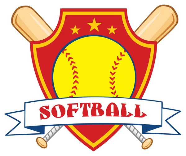 Softball Over Crossed Bats — Stock Vector