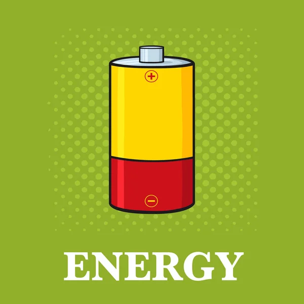 Yellow And Red Battery Cartoon. — Stock Vector
