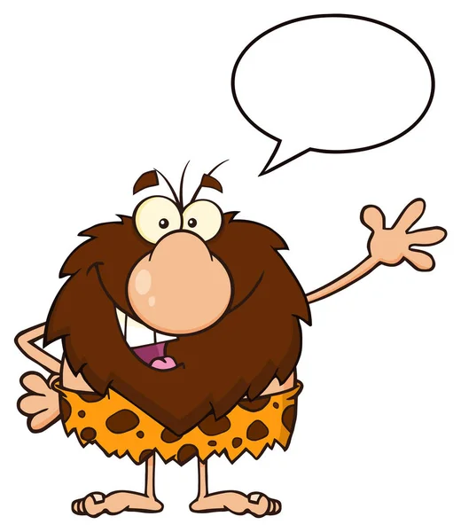 Mascotte Homme heureux Caveman Cartoon — Image vectorielle