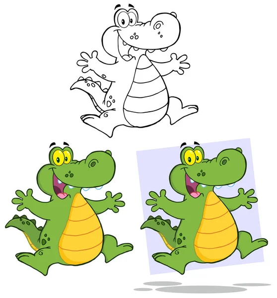 Draken Cartoon mascotte tekens — Stockvector