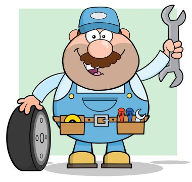 Gülümseyen mekanik çizgi film karakteri 