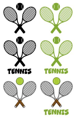 Çapraz raket ve tenis topu 