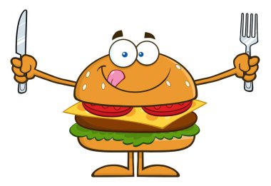 Burger çizgi film maskot karakteri