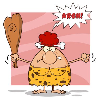 Kızgın e mağara kadın karikatür 