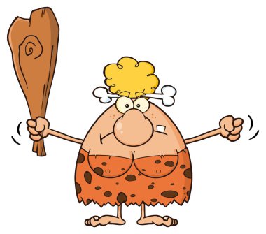 Kızgın sarışın mağara kadın karikatür 