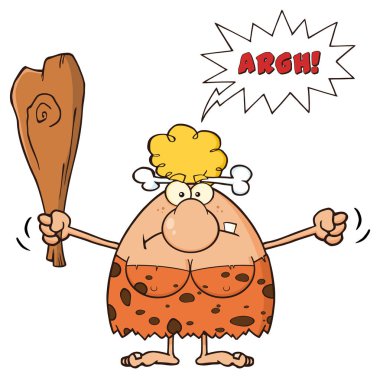 Kızgın sarışın mağara kadın karikatür 