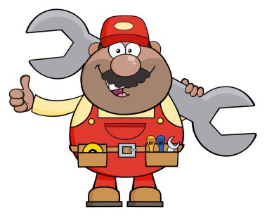 Gülümseyen mekanik çizgi film karakteri 