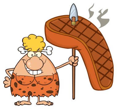 Sarışın mağara kadın karikatür gülümseyen 