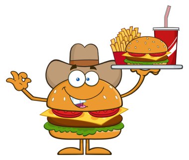 Burger çizgi film maskot karakteri