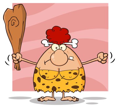 Kızgın mağara kadın karikatür 