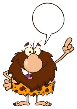 Gülümseyen erkek mağara adamı çizgi film maskot 