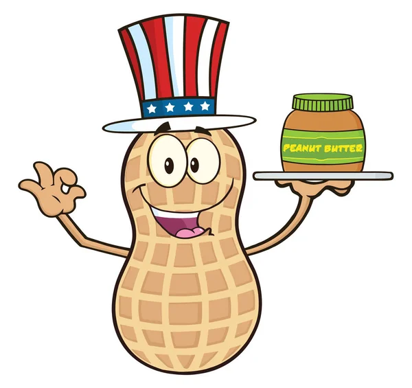 Divertente American Peanut Cartoon Mascot — Vettoriale Stock