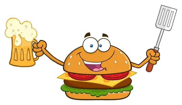 Burger Cartoon Character — Stock Vector