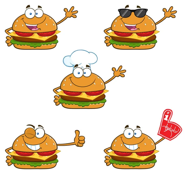 Illustrazione cartone animato di hamburger — Vettoriale Stock