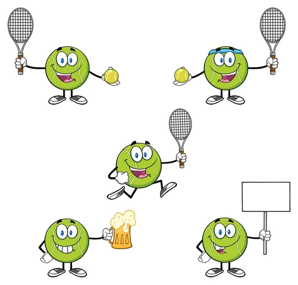Pelota de tenis sin rostro de dibujos animados — Vector de stock
