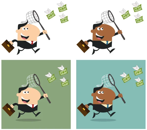 Manager Chasing Flying Money — Stock Vector