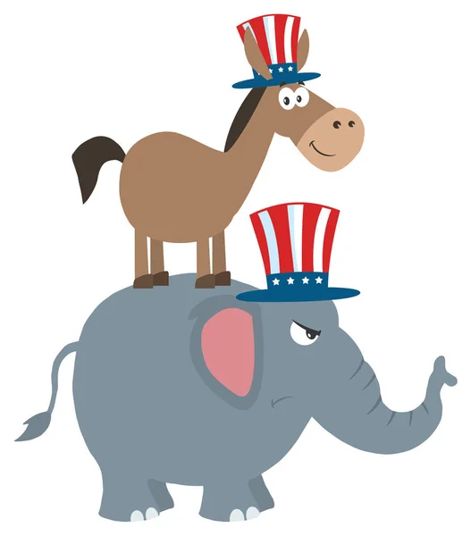 Donkey Democrat Vs Elephant Republican — Stock Vector