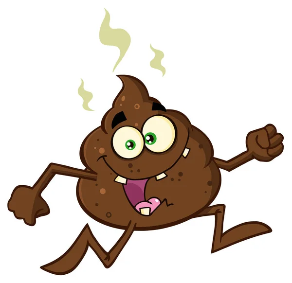Funny Poop personaje de dibujos animados corriendo . — Archivo Imágenes Vectoriales