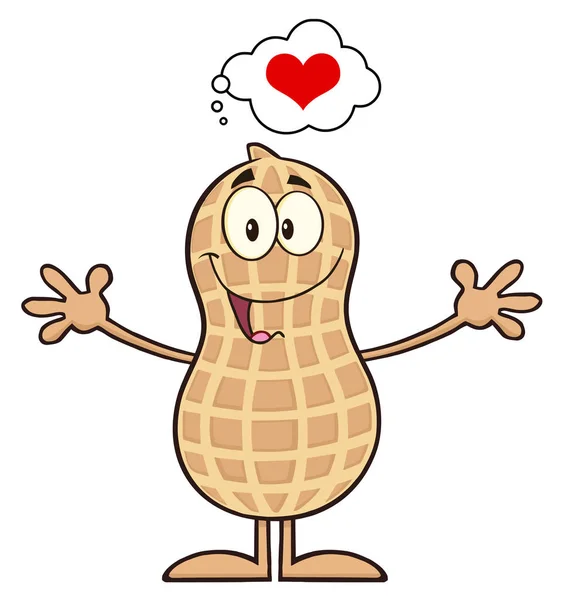 Funny Peanut Cartoon Character — Stock Vector