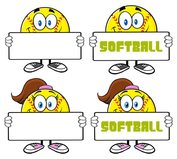 Softball personaggio della mascotte del fumetto . — Vettoriale Stock