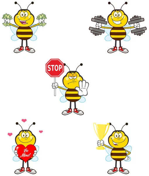 Mascotte de Abeille Caricature personnage — Image vectorielle