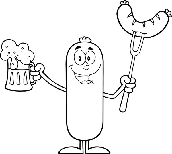 Personaje de dibujos animados salchicha — Vector de stock