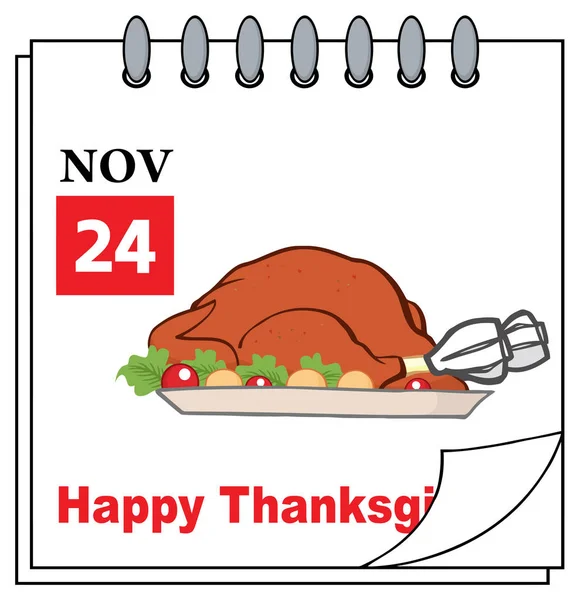 Calendar Page With Turkey Bird — Stock Vector