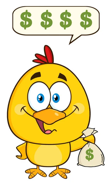 搞笑的黄色小鸡卡通人物 — 图库矢量图片