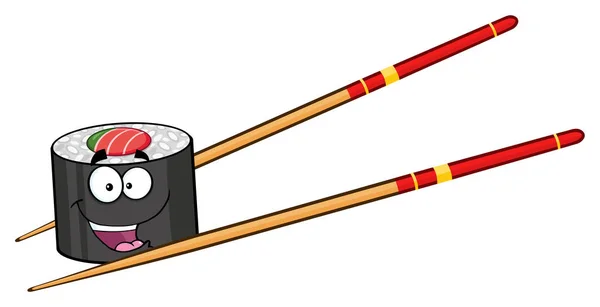 Sushi Roll personaggio della mascotte del fumetto — Vettoriale Stock