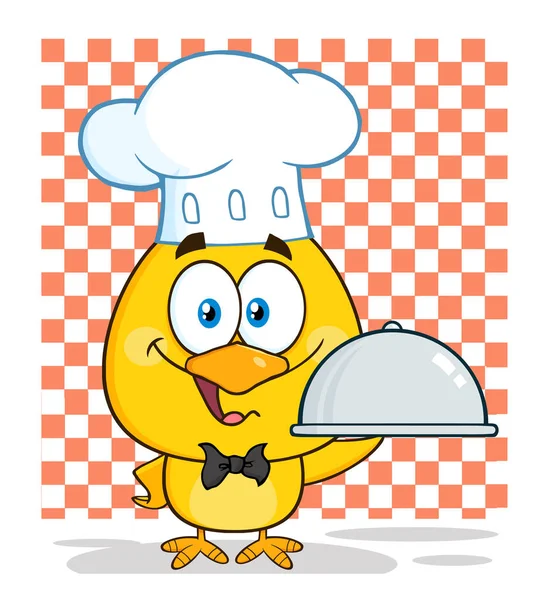 Cartoon Happy Chef žluté kuřátko — Stockový vektor