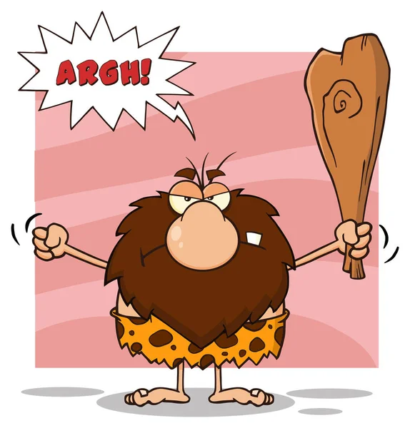 Irritado Masculino Caveman Cartoon Mascote —  Vetores de Stock